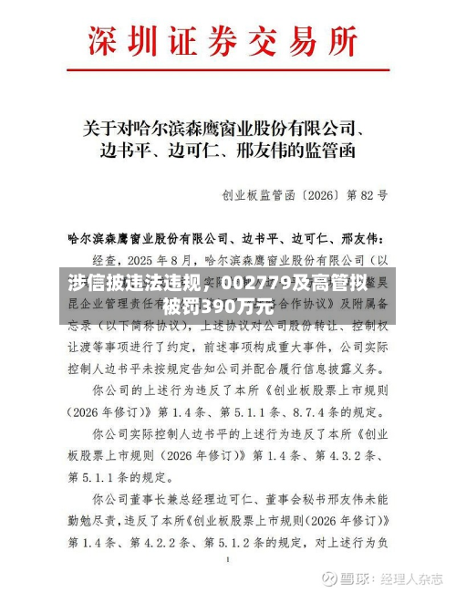 涉信披违法违规	，002779及高管拟被罚390万元-第1张图片