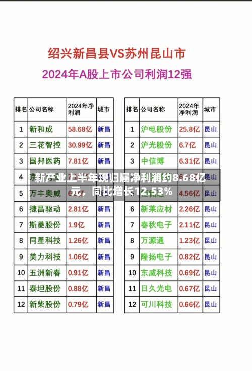 新产业上半年现归属净利润约8.68亿元，同比增长12.53%-第1张图片