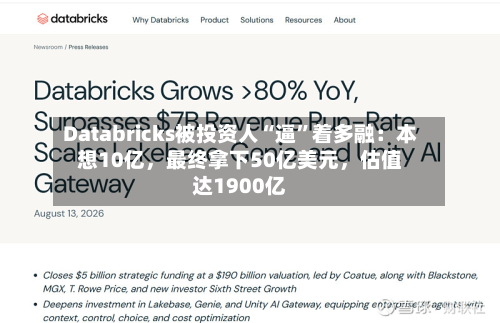 Databricks被投资人“逼	”着多融：本想10亿	，最终拿下50亿美元，估值达1900亿-第2张图片