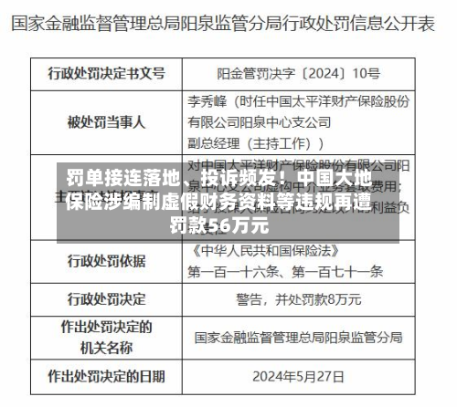 罚单接连落地、投诉频发！中国大地保险涉编制虚假财务资料等违规再遭罚款56万元-第1张图片