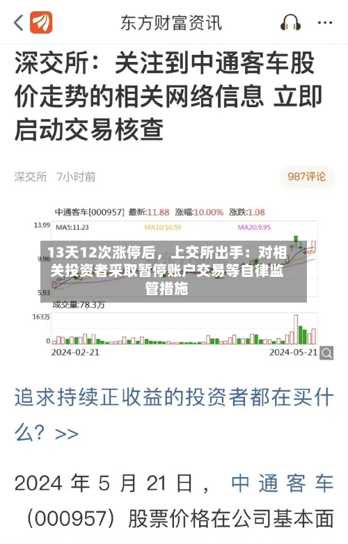 13天12次涨停后	，上交所出手：对相关投资者采取暂停账户交易等自律监管措施-第2张图片