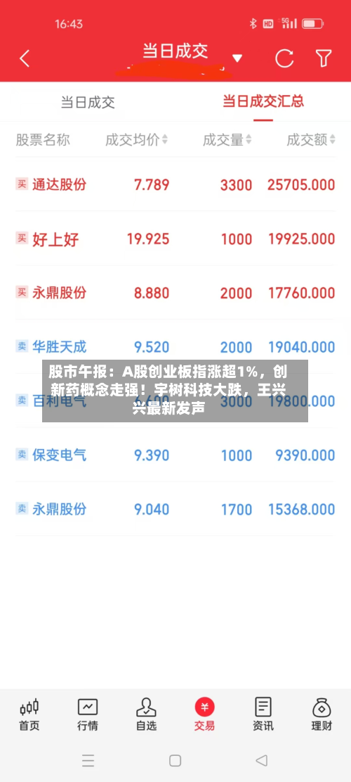 股市午报：A股创业板指涨超1%，创新药概念走强！宇树科技大跌，王兴兴最新发声-第1张图片