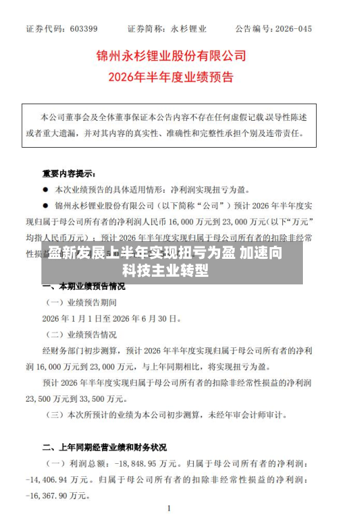 盈新发展上半年实现扭亏为盈 加速向科技主业转型-第1张图片