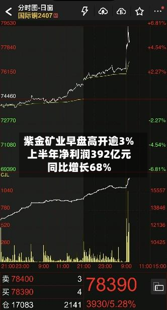 紫金矿业早盘高开逾3% 上半年净利润392亿元同比增长68%-第2张图片