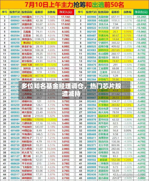 多位知名基金经理调仓	，热门芯片股遭减持-第1张图片